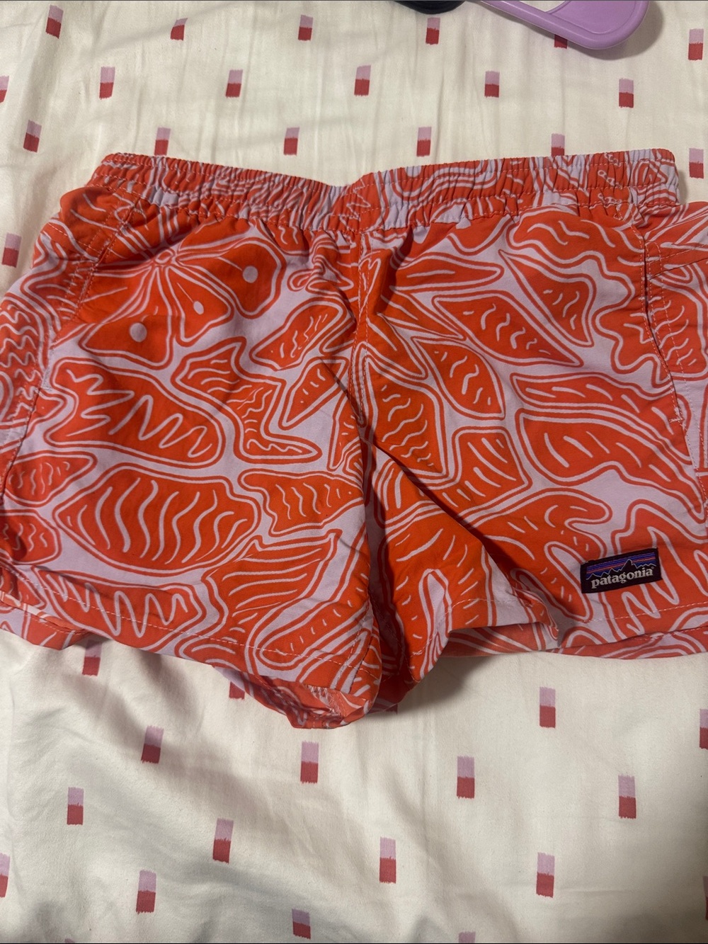 NWT Patagonia Kids Orange & White Baggies Shorts L(12)